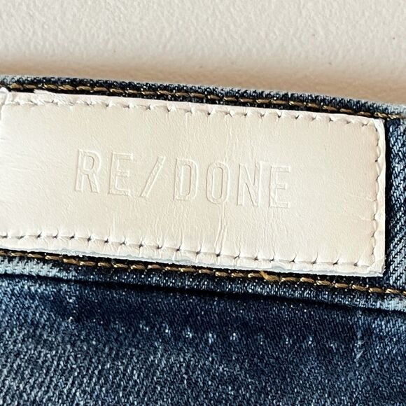 Re/Done Women’s 32 Distressed Ankle Buttoned Ultra High Rise Jeans Indigo Storm - Picture 5 of 13